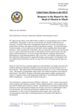Statement by the Delegation of the United States in response to the Head of the OSCE Office in Minsk, Ambassador Hans-Jochen Schmidt