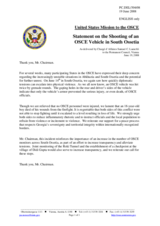Statement by the Delegation of the United States on the shooting of an OSCE vehicle in South Ossetia, Georgia