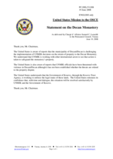 Statement by the Delegation of Serbia on current issues concerning the situation of the Visoki Decani Monastery in Kosovo/Serbia