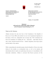 Statement by the Delegation of Albania on Kosovo