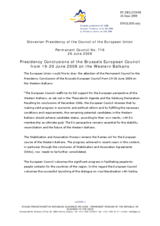 Statement by the Slovenian Presidency of the Council of the European Union on the Conclusions of the Brussels European Council from 19-20 June 2008 on the Western Balkans