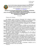 Statement by the Delegation of Kazakhstan in response to the address by the High Commissioner on National Minorities, Ambassador Knut Vollebaek