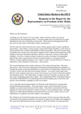 Statement by the Delegation of the United States in Reply to the Report by the Representative on Freedom of the Media, Miklos Haraszti