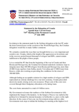 Statement by the Delegation of Croatia concerning the situation of refugees