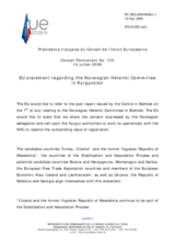 Statement by the French Presidency of the Council of the European Union on Norwegian Helsinki Committee Raid in Bishkek