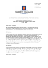 Statement by the Delegation of Norway regarding recent developments in Georgia