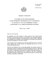 Statement by the Delegation of Afghanistan in response to the address by Minister of Foreign Affairs of France, Bernard Kouchner