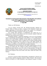 Statement by the Delegation of Kazakhstan in response to the address by Minister of Foreign Affairs of France, Bernard Kouchner