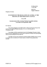 Statement by the Delegation of Austria on the Austrian National Assembly elections to be held on 28 September 2008