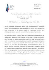 Statement by the French Presidency of the Council of the European Union on the death penalty in the USA