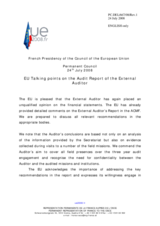 Statement by the French Presidency of the Council of the European Union on the Audit Report of the External Auditor