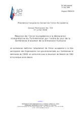 Statement by the French Presidency of the Council of the European Union in response to the interpretative statement by Turkmenistan on the agenda of the Human Dimension Implementation Meeting (fr)