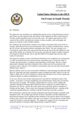 Statement by the Delegation of the United States in response to the address by the Special Envoy of the Chairman-in-Office, Ambassador Heikki Talvitie