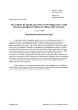 Statement by the Delegation of Switzerland in response to the address by the Special Envoy of the Chairman-in-Office, Ambassador Heikki Talvitie