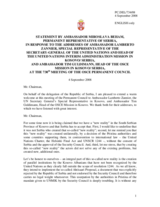 Statement by the Delegation of Serbia in response to the address by UNSG SR in Kosovo, Ambassador Lamberto Zannier and by the Head of the OSCE Mission in Kosovo, Ambassador Tim Guldimann
