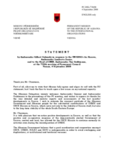 Statement by the Delegation of Albania in response to the address by UNSG SR in Kosovo, Ambassador Lamberto Zannier and by the Head of the OSCE Mission in Kosovo, Ambassador Tim Guldimann