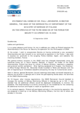 Statement by the Director General, Defence Policy Department of the Ministry of Defence of Finland, Pauli Järvenpää, on the opening of the Third Session of the  Forum for Security Co-operation in 2008