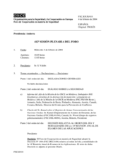 Journal of the 412th Plenary Meeting of the Forum for Security Co-operation (es)