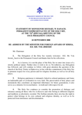 Statement by the Delegation of the Holy See in response to the address by the Serbian Foreign Minister, Vuk Jeremic