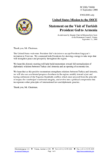 Statement by the Delegation of the United States on the visit of Turkish President Gul to Armenia