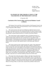 Statement by the French Presidency of the Council of the European Union on the Conclusions of the General Affairs and External Relations Council on Belarus