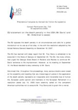 Statement by the French Presidency of the Council of the European Union on the death penalty in the USA