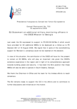 Statement by the French Presidency of the Council of the European Union on additional military monitoring officers in the OSCE Mission to Georgia