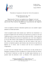 Statement by the French Presidency of the Council of the European Union in response to the Annual Evaluation Report by the Secretary General of the OSCE on the implementation of the 2004 Action Plan for the Promotion of Gender Equality (fr)