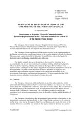 Statement by the French Presidency of the Council of the European Union in response to Brigadier General Costanzo Periotto, Personal Representative of the Chairman-in-Office for Article IV of the Dayton Peace Accord