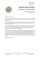 Statement by the Delegation of the United States in response to the Annual Evaluation Report by the Secretary General of the OSCE on the implementation of the 2004 Action Plan for the Promotion of Gender Equality