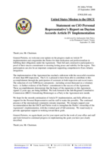 Statement by the Delegation of the United States in response to Brigadier General Costanzo Periotto, Personal Representative of the Chairman-in-Office for Article IV of the Dayton Peace Accord