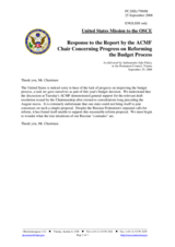 Statement by the Delegation of the United States in response to the Report by the ACMF Chair Concerning Progress on Reforming the Budget Process