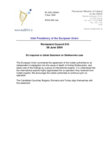 Statement by the Delegation of Ireland/European Union in response to the Delegation of Uzbekistan on the case of Mr. A. Shelkovenko