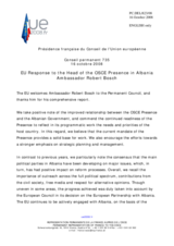 Statement by the French Presidency of the Council of the European Union in response to the report by the Head of the OSCE Presence in Albania, Ambassador Robert Bosch