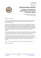 Statement by the Delegation of the United States in response to the report by the Head of the OSCE Presence in Albania, Ambassador Robert Bosch