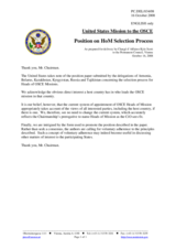 Statement by the Delegation of the United States on HoM Selection Process