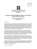 Statement by the Delegation of Norway on the Norwegian Helsinki Committee regional representative to Central Asia, Ivar Dale