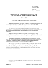 Statement by the French Presidency of the Council of the European Union on the presidential elections in Azerbaijan