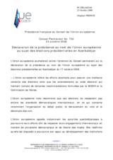 Statement by the French Presidency of the Council of the European Union on the presidential elections in Azerbaijan (fr)