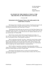 Statement by the French Presidency of the Council of the European Union on the death penalty in the United States of America
