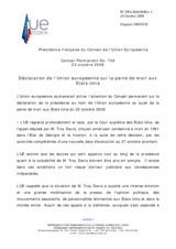 Statement by the French Presidency of the Council of the European Union on the death penalty in the United States of America (fr)