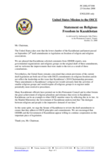 Statement by the Delegation of the United States on legislation on religion in Kazakhstan