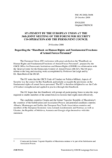 Statement by the French Presidency of the Council of the European Union on the Handbook on Human Rights and Fundamental Freedoms of Armed Forces Personnel