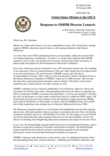 Statement by the Delegation of the United States in response to the report by the Director of ODIHR, Ambassador Janez Lenarcic