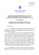 Statement by the Delegation of the Holy See in response to the report by the Coordinator of OSCE Economic and Environmental Activities, Bernard Snoy