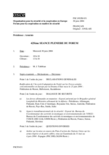 Journal of the 425th Plenary Meeting of the Forum for Security Co-operation (fr)