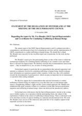 Statement by the Delegation of Switzerland in response to the report by the Special Representative and Co-ordinator for Combating Trafficking in Human Beings, Eva Biaudet