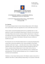 Statement by the Delegation of Norway in response to the report by the Special Representative and Co-ordinator for Combating Trafficking in Human Beings, Eva Biaudet