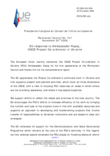 Statement by the French Presidency of the Council of the European Union in response to the report by the OSCE Project Co-ordinator in Ukraine, Ambassador Lubomir Kopaj