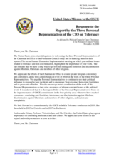 Statement by the Delegation of the United States in response to the report by the Three Personal Representatives of the Chairman-in-Office on Tolerance